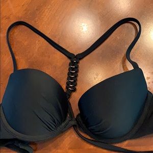 Black cross back bikini top